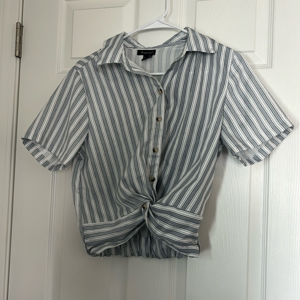 Beachy Striped Button Down Shirt